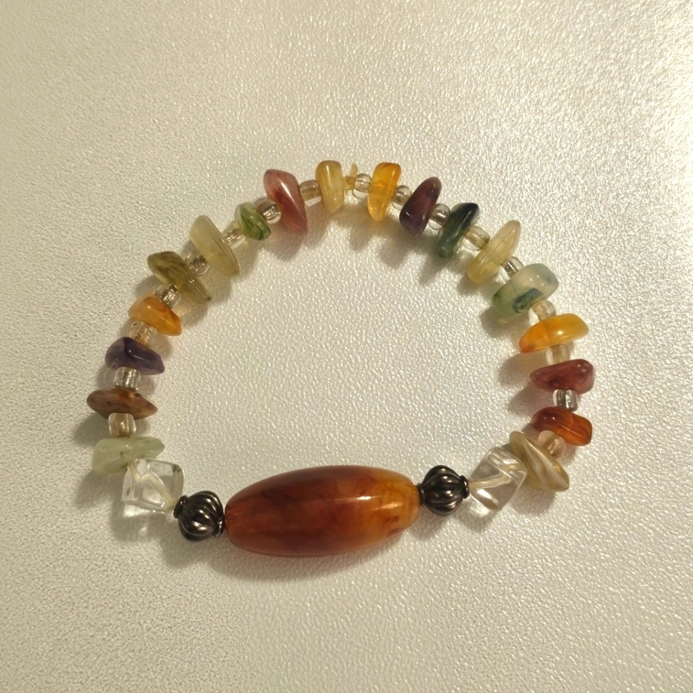 Vintage Warm Amber and Citrine Stone Bracelet with Organic Design. - Picture 6 of 6